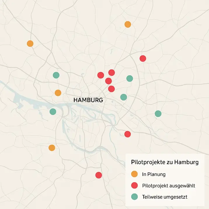 Was uns bewegt: Der Hamburg Standard – günstiger Wohnen durch günstigeres Bauen? 2 Grafik Pilotprojekte für günstigeres Bauen in Hamburg