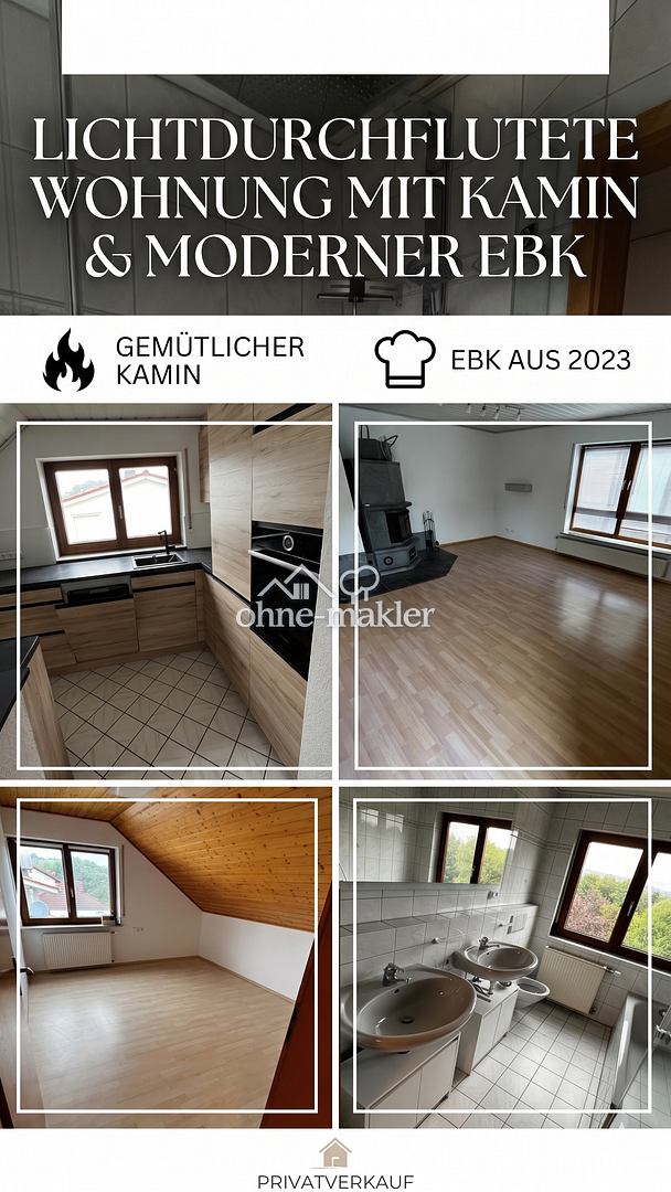 Lichtdurchflutete Dachgeschosswohnung mit Balkon, 71579 Spiegelberg