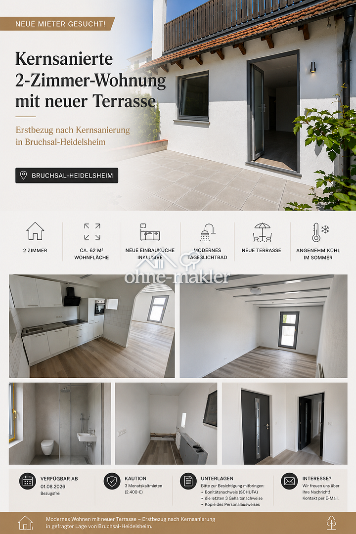 Modernes Zuhause mit Terrasse in Bruchsal-Heidelsheim, 76646 Bruchsal