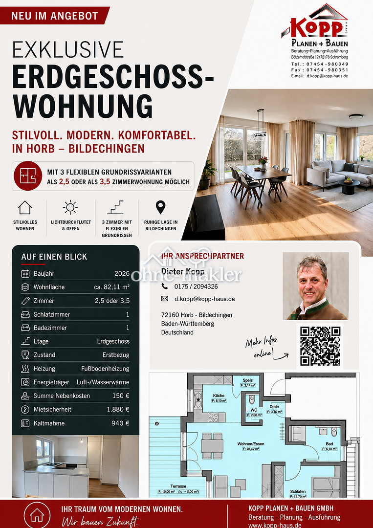 Großzügige EG-Wohnung mit Terrasse in Horb am Neckar, 72160 Horb am Neckar
