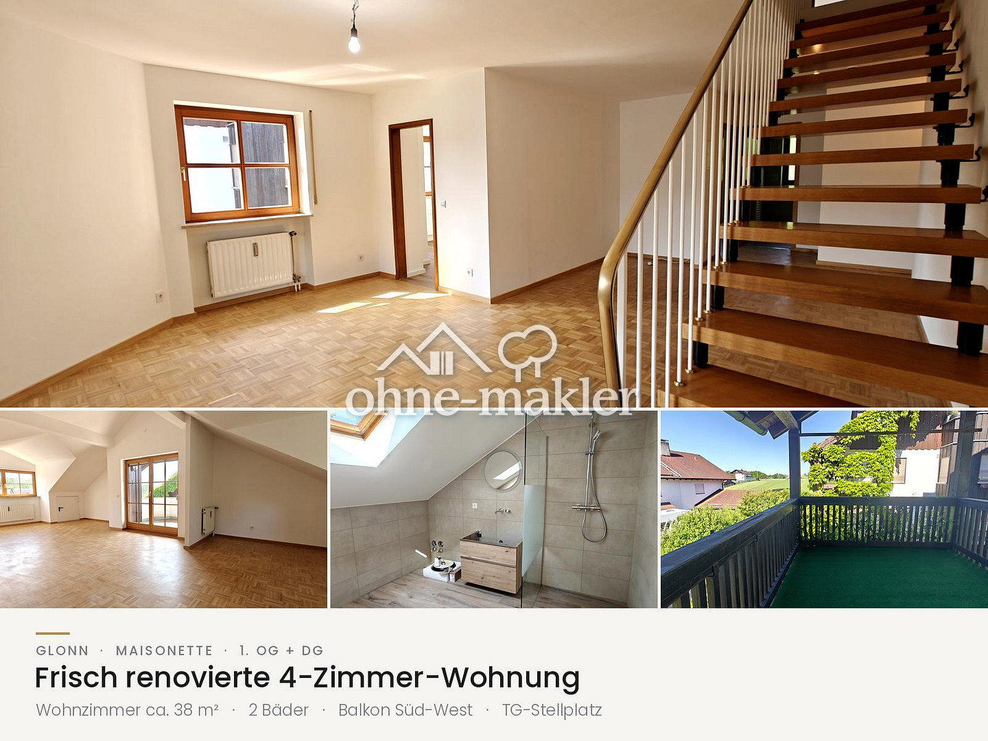 Moosach Charmantes Maisonette mit Balkon & Tiefgarage, 85665 Moosach