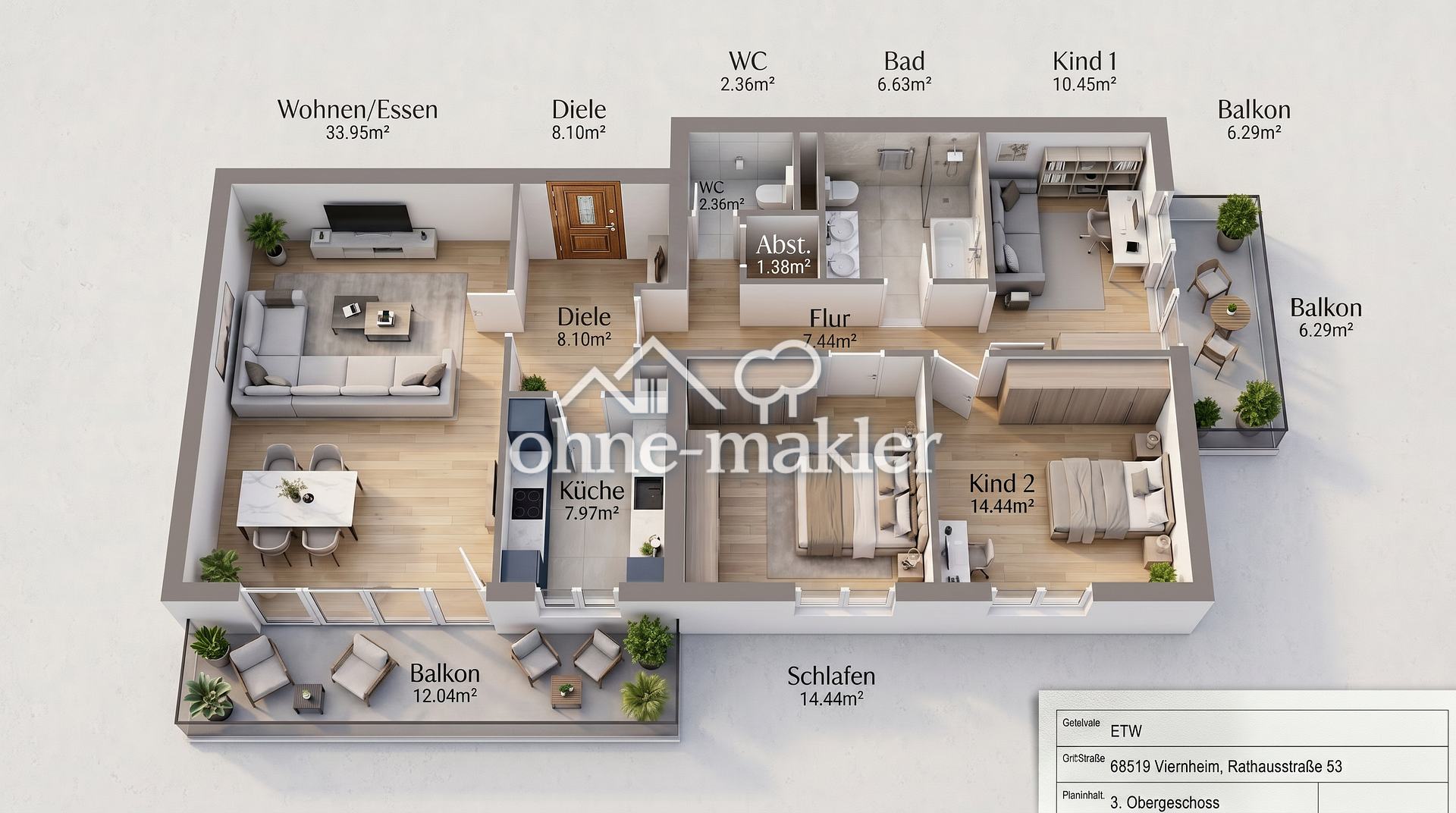 Viernheim Stilvolle 4 Zimmer Wohnung mit Ausblick, 68519 Viernheim