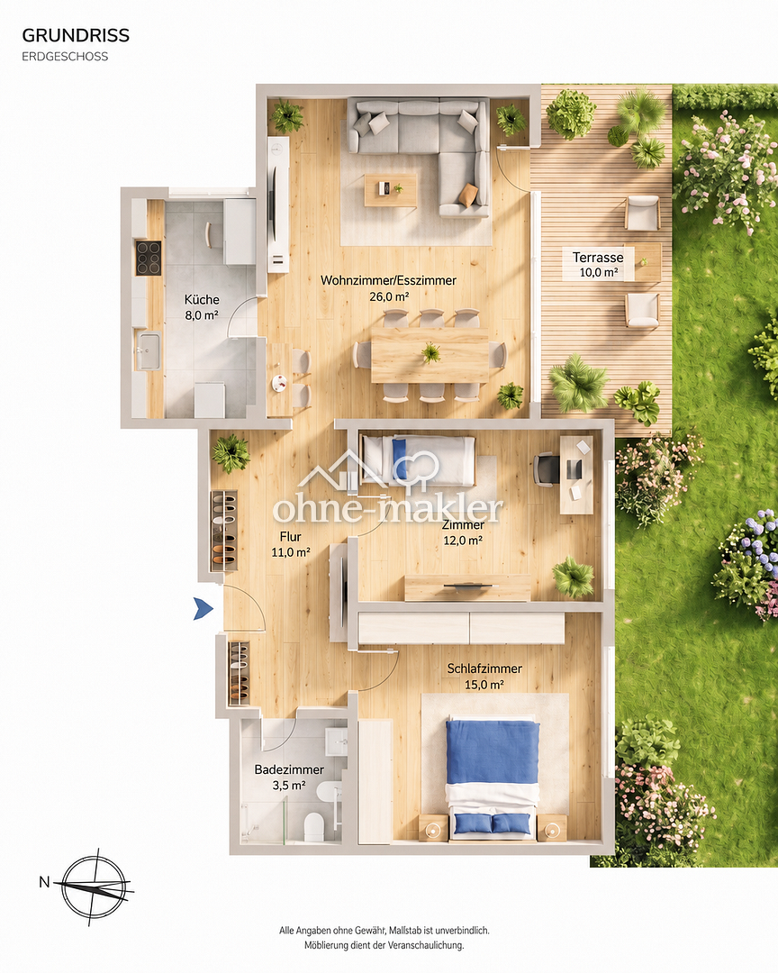 Münchner Süden Traumwohnung mit Terrasse & Garten, 81477 München (Thalk. Obersendl.-Forsten-Fürstenr.-Solln)