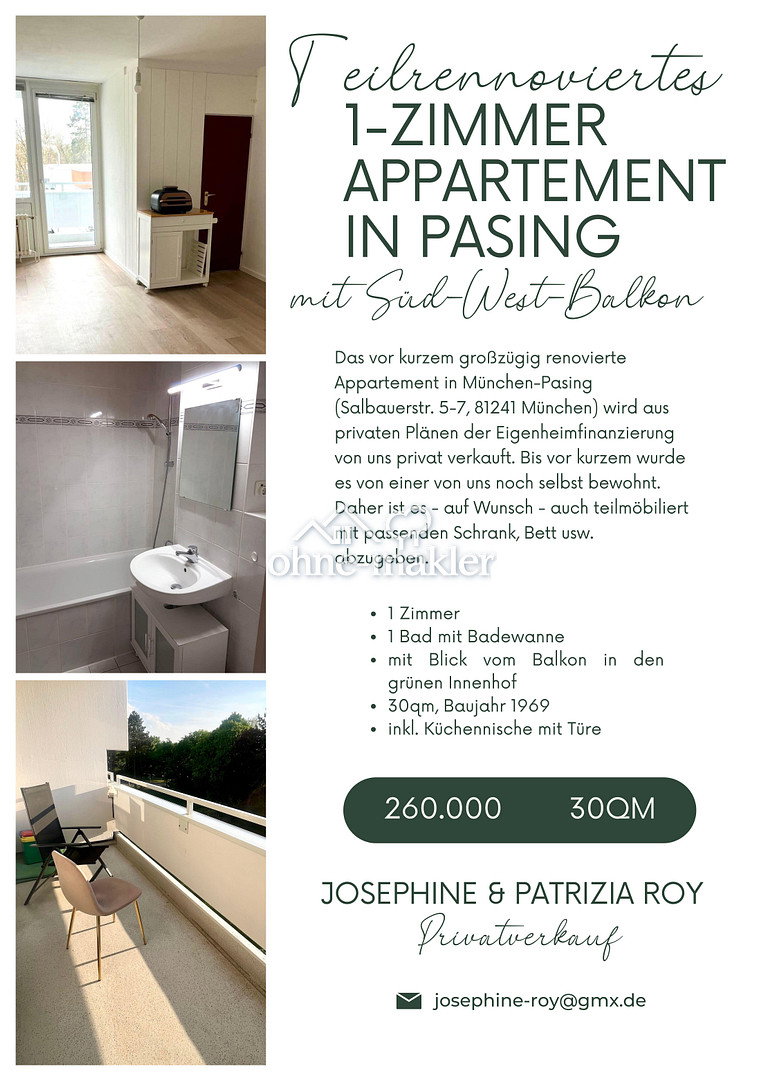Balkon & Parknähe – Ihr Münchner Zuhause, 81241 München (Aubing-Lochhausen-Langwied Pasing-Obermenzing)