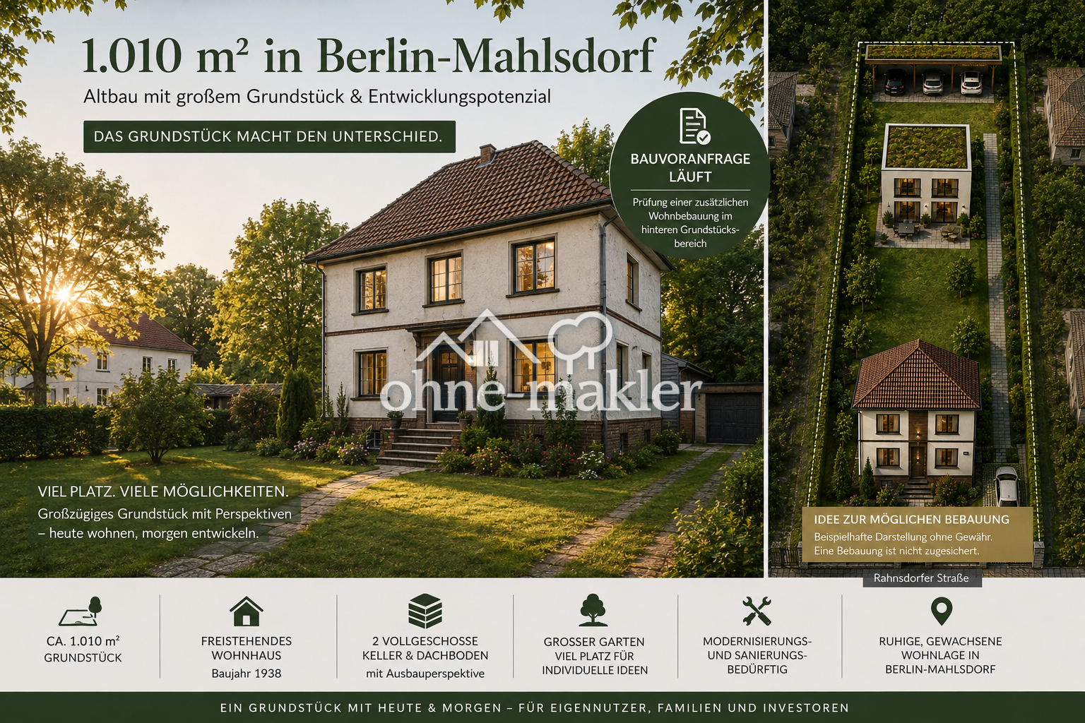 Berlin-Mahlsdorf Altbau mit riesigem Garten, 12623 Berlin (Marzahn-Hellersdorf Kaulsdorf Mahlsdorf)