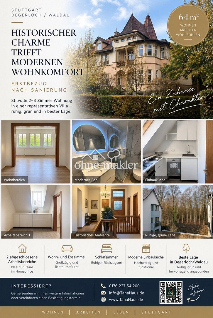 Villa-Flair in Stuttgart-Degerloch – Erstbezug, 70597 Stuttgart (Degerloch Hoffeld Kaltental Möhringen Sonnenberg)