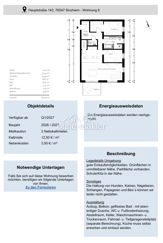 Moderne Neubauwohnung in Sinzheim – Ihr neues Zuhause, 76547 Sinzheim