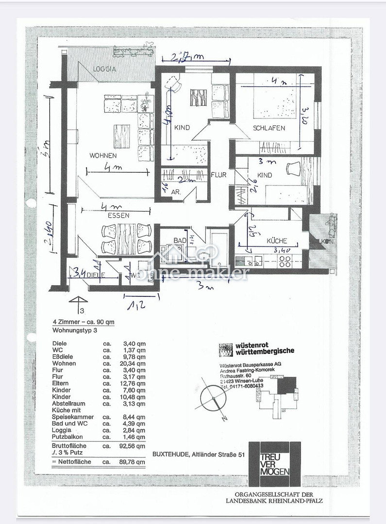 Schön gelegene 4-Zimmer-Wohnung nahe Altstadt, 21614 Buxtehude