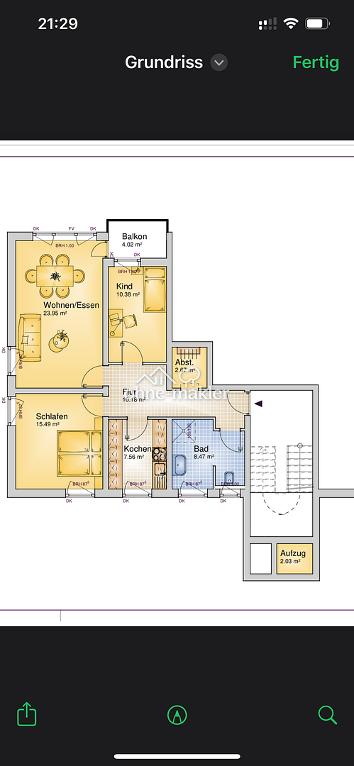 Hell und licht 3-Zimmer-Wohnung mit Balkon Aufzug, 90480 Nürnberg (Gleißhammer Mögeldorf Tiergarten Weichselgarten Zerzabelshof)
