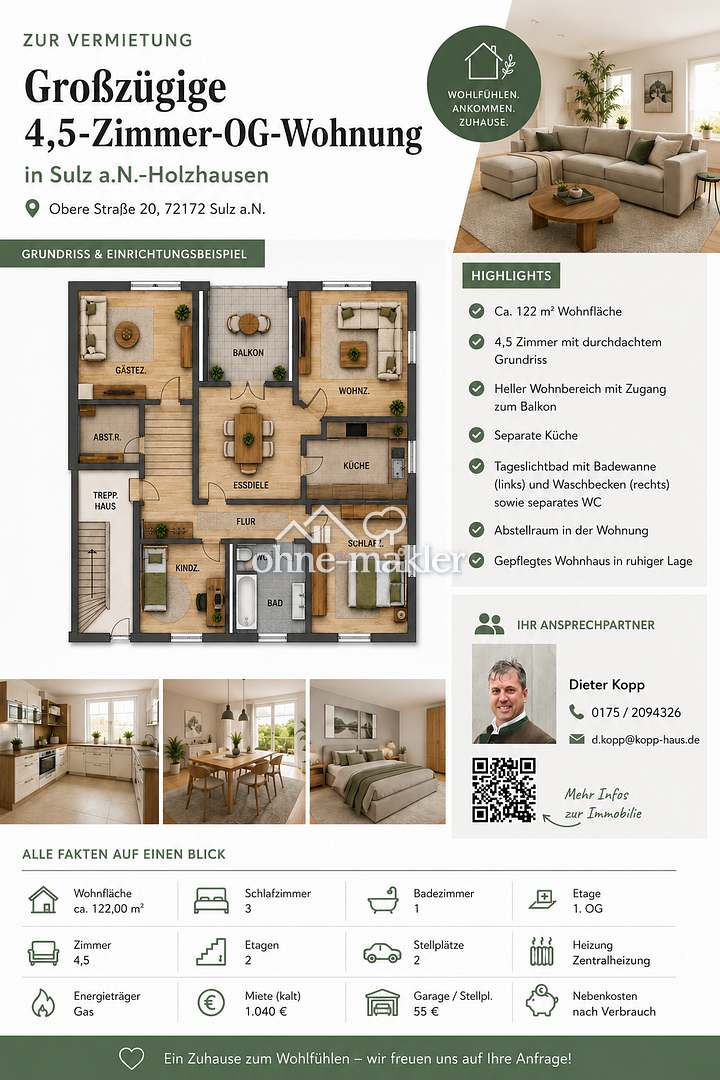 Großzügige 4,5-Zimmer-Wohnung im Obergeschoß, 72172 Sulz am Neckar (Sulz)
