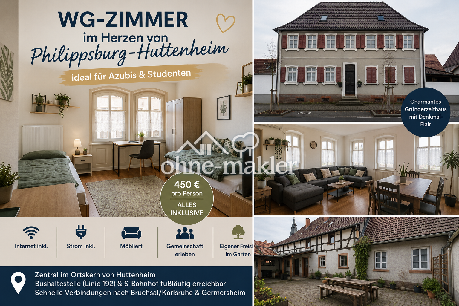 WG-Zimmer im Herzen von Philippsburg-Huttenheim, 76661 Philippsburg