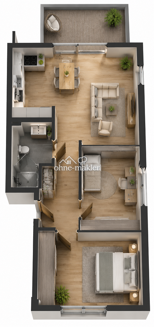 Moderne 2-3-Zimmer-Wohnung in Neubau, 63791 Karlstein a. Main