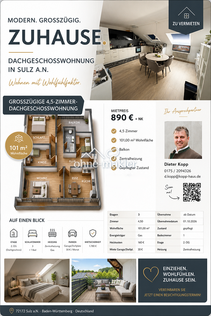 Sonnige Dachgeschoss-WG-Freundin, 72172 Sulz am Neckar