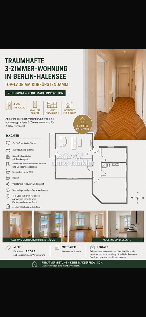 Luxus-Altbau am Kurfürstendamm, 10711 Berlin (Charlottenburg-Wilmersdorf Charlottenburg Grunewald Halensee Wilmersdorf)