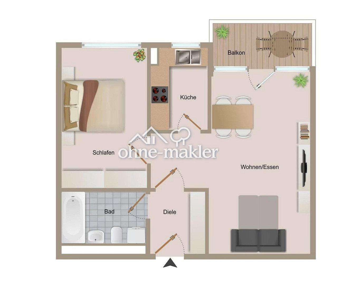 Möblierte 2-Zimmer-Wohnung in zentraler Lage, 70173 Stuttgart (Mitte)