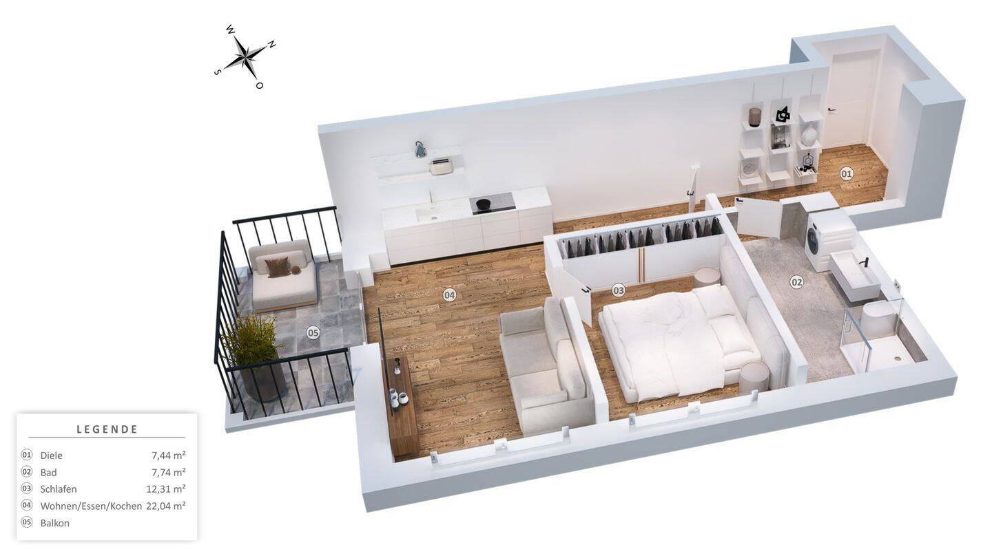 Ankommen und wohlfühlen – Hochwertige 2-Zimmer-Wohnung mit Balkon, 93086 Wörth a.d. Donau (Wörth)