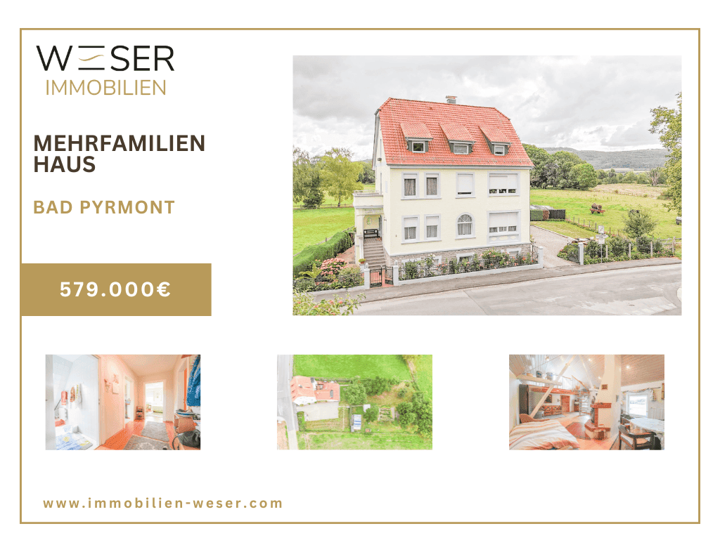 Bad Pyrmont: Anwesen mit 4 Wohnungen & 4 Appartements – ideal für Familie oder Vermietung, 31812 Bad Pyrmont