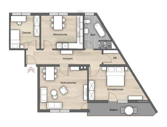 Komplett renovierte 3,5-Zimmer Whg. in Amberg mit luxuriösem Bad, neuer Küche, West Balkon, Stellpatz, 92224 Amberg