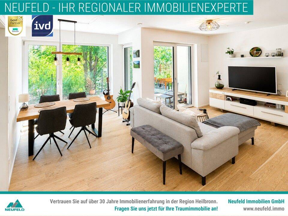 Seniorenfreundlich und modern, Barrierefreie 2-Zimmer-Wohnung mit Garten, 74229 Oedheim