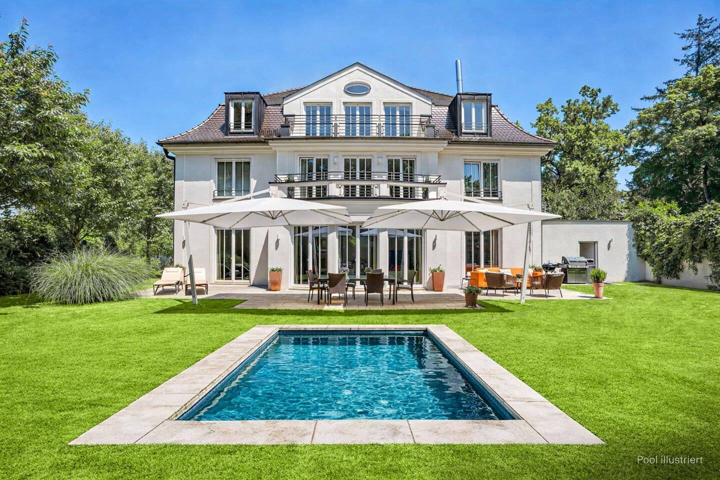 Klassische Linien und großzügige Dimensionen. Elegante Villa in Bestlage.