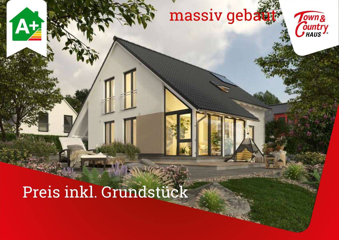 massiv gebaut, Preis schlüsselfertig inkl. Grundstück, Wintergarten + Carport, 54331 Pellingen