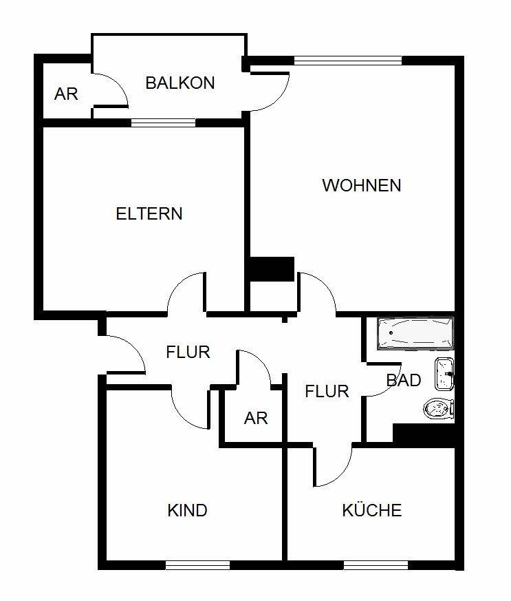 3-Zimmerwohnung im 2.OG mit Balkon bezugsfertig, 44627 Herne (Börnig Gysenberg Herne-Mitte Holthausen Sodingen)