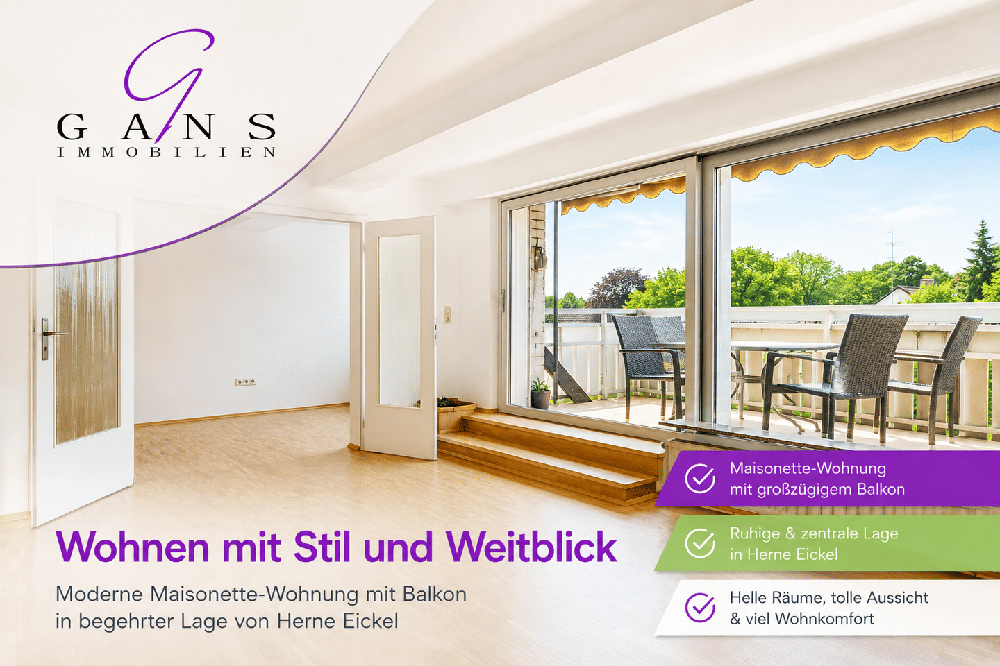 Großzügige Maisonette-Wohnung mit Balkon & Klimaanlage in Herne-Eickel, 44651 Herne (Eickel Röhlinghausen Wanne-Süd)