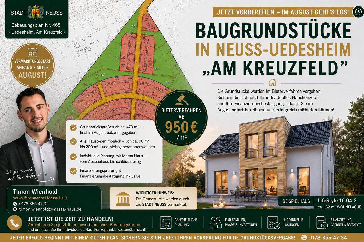 Ab August Grundstücke am Kreuzfeld frei! Jetzt Haus planen und vorbereitet mitbieten!, 41468 Neuss