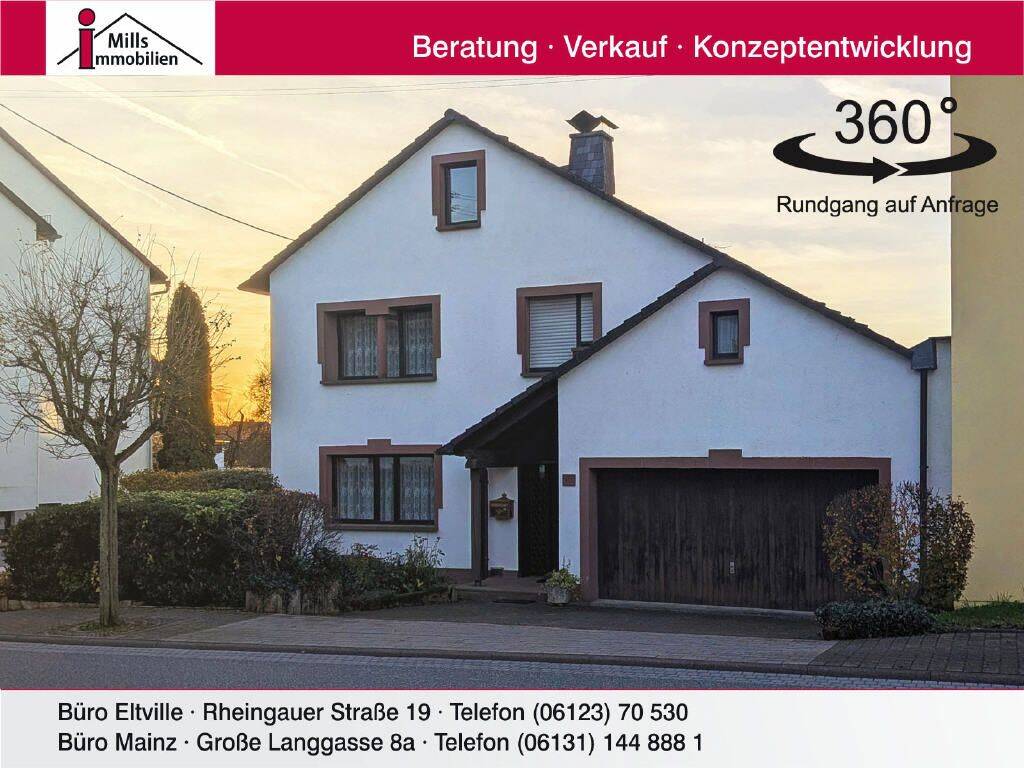 Großes freistehendes Einfamilienhaus mit Fernblick + traumhaftem weiter bebaubarem Grundstück, 65385 Rüdesheim am Rhein