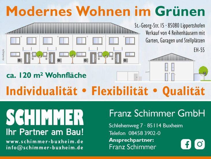 Moderner Neubau von 4 Reihenhäusern mit Garten, Garagen und Stellplätzen, 85080 Gaimersheim