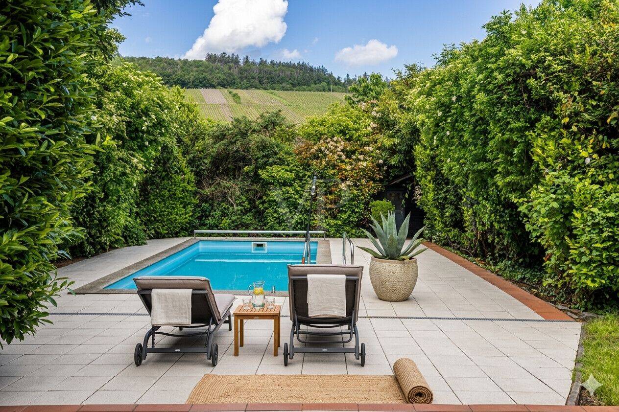 Wohnerlebnis auf einer Ebene – Weitläufiges Einfamilienhaus mit Pool und Weinbergblick in Lieser, 54470 Bernkastel-Kues