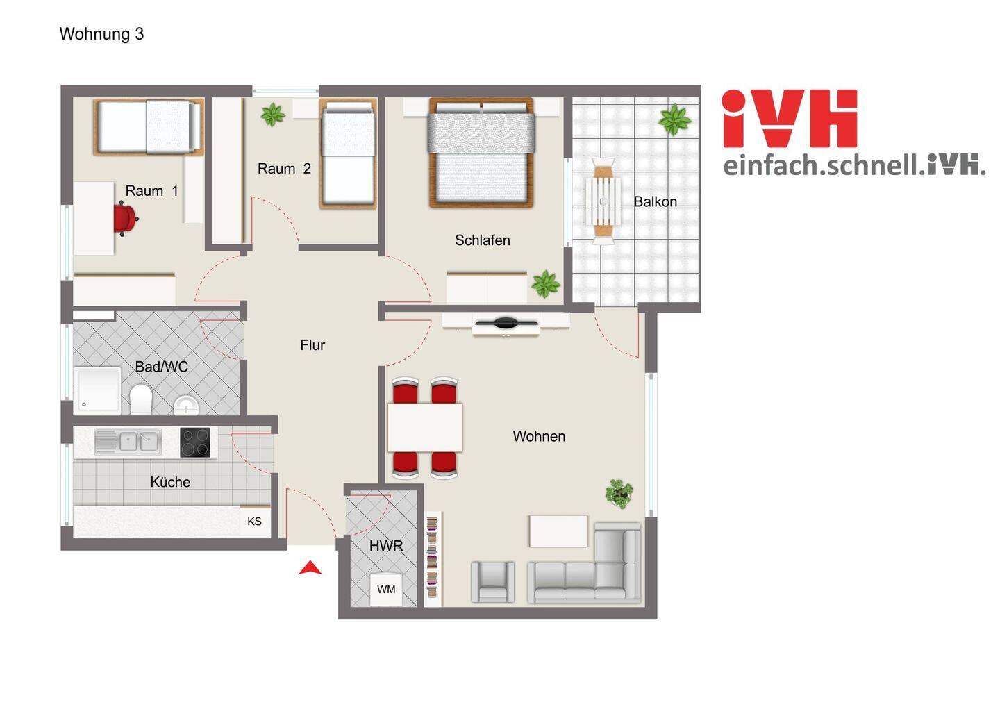 Erstbezug in frisch sanierte 4-Zimmer-Wohnung mit Balkon in Randlage von Bad Fallingbostel, 29683 Bad Fallingbostel