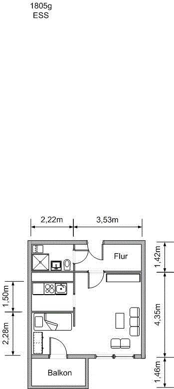 schöne 1-Raum Wohnung mit Dusche und Balkon, 9350 Lichtenstein/Sa.