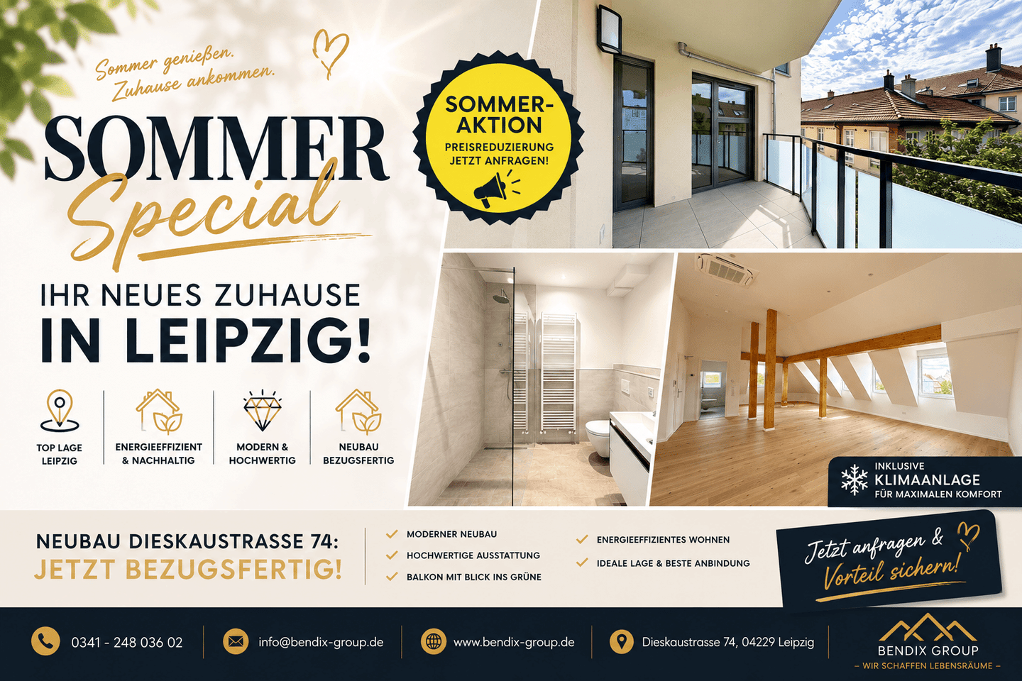 Schicke, bezugsfertige 3 Zi-Wohnung im Dach inkl. Klimaanlage I Modern & hochwertig I Energieeffizient, 4249 Leipzig (Großzschocher Hartmannsdorf-Knautnaundorf Knautkleeberg-Knauthain Lausen-Grünau)