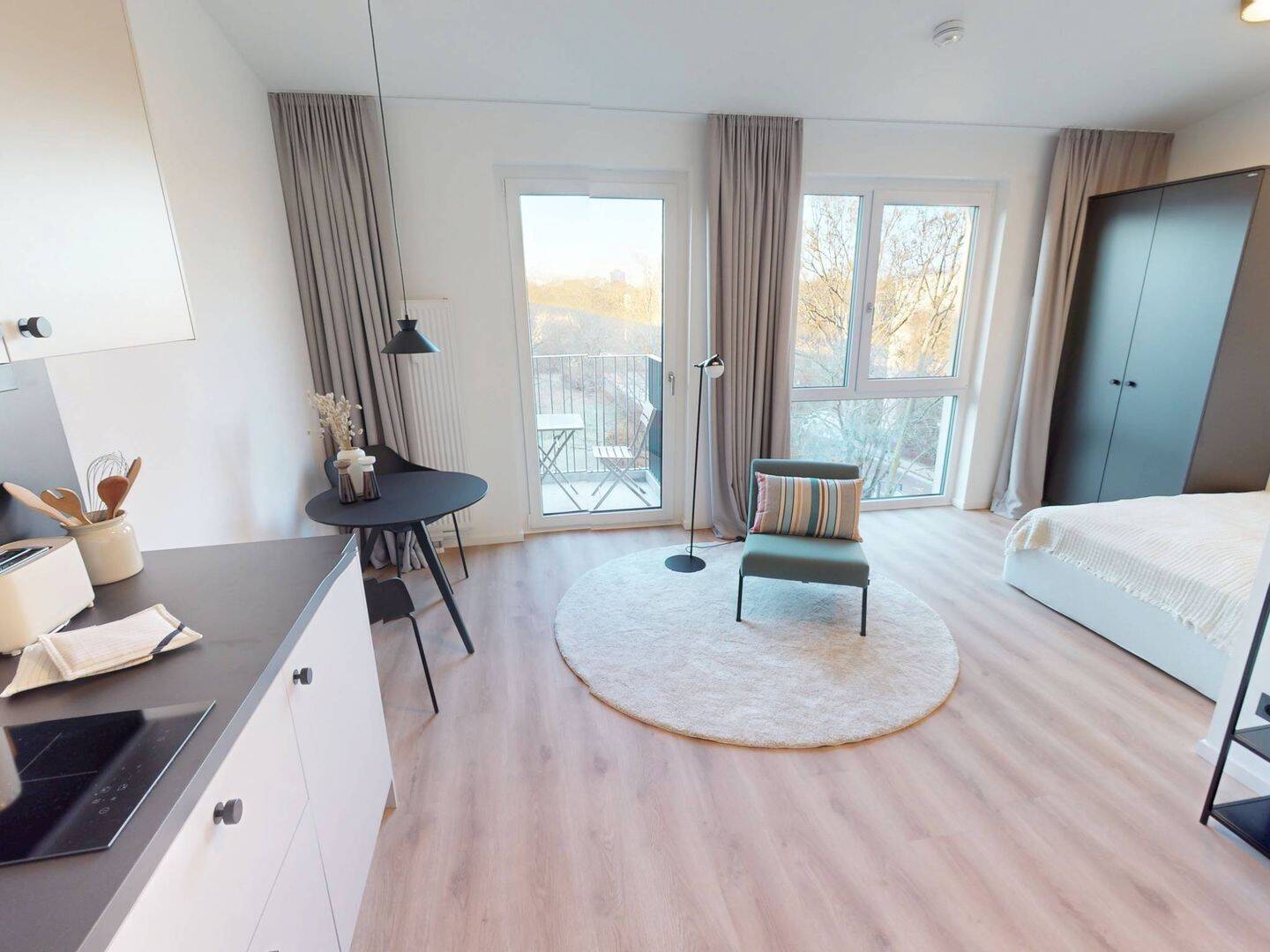 Koffer packen und einziehen: Modernes 1-Zimmer-Apartment mit geschmackvoller Möblierung, EBK und BALKON direkt an der Spree, 12459 Berlin (Treptow-Köpenick)
