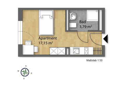 Studentenapartments, 93051 Regensburg (Galgenberg Großprüfening-Dechbetten-Königswiesen Kumpfmühl-Ziegetsdorf-Neuprüll)