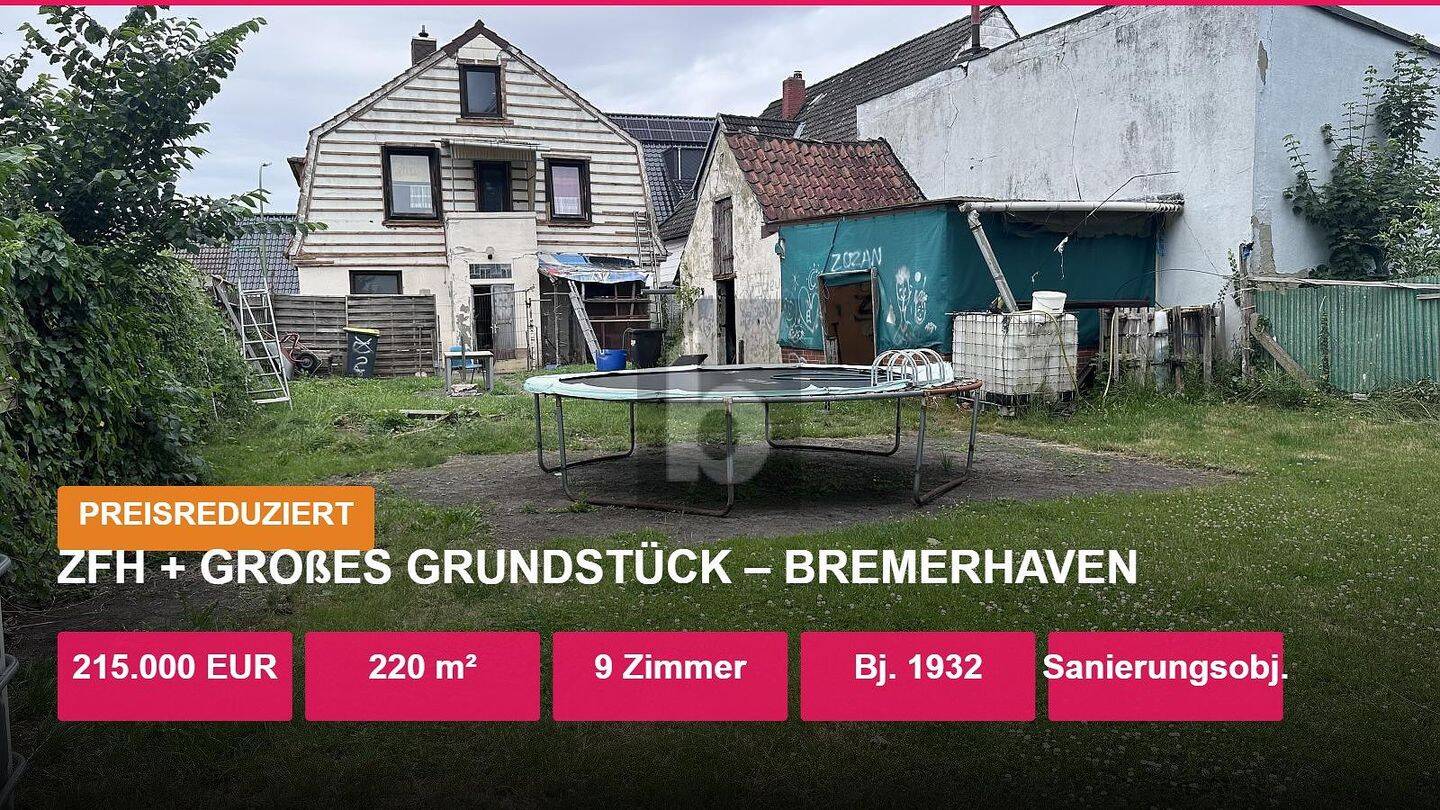 ZFH + GROßES GRUNDSTÜCK LEHE, 27580 Bremerhaven (Lehe Speckenbüttel Weddewarden Überseehafen)
