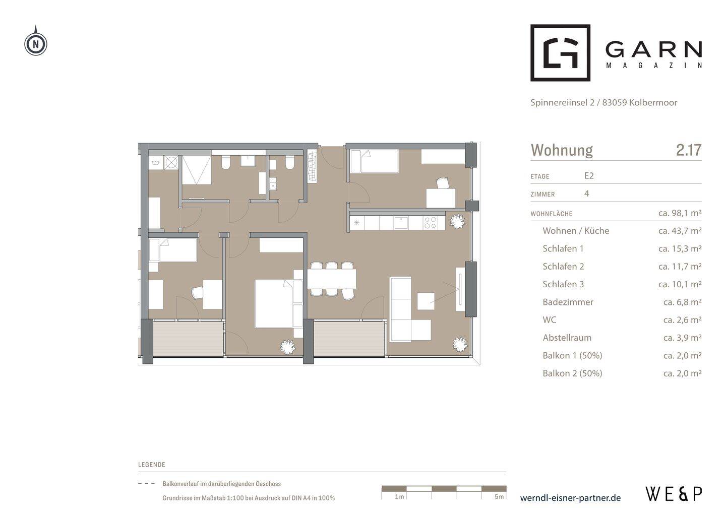 4-Zimmer-Neubauwohnung mit ca. 98 m², Südausrichtung und Bergblick über Kolbermoor, 83059 Kolbermoor