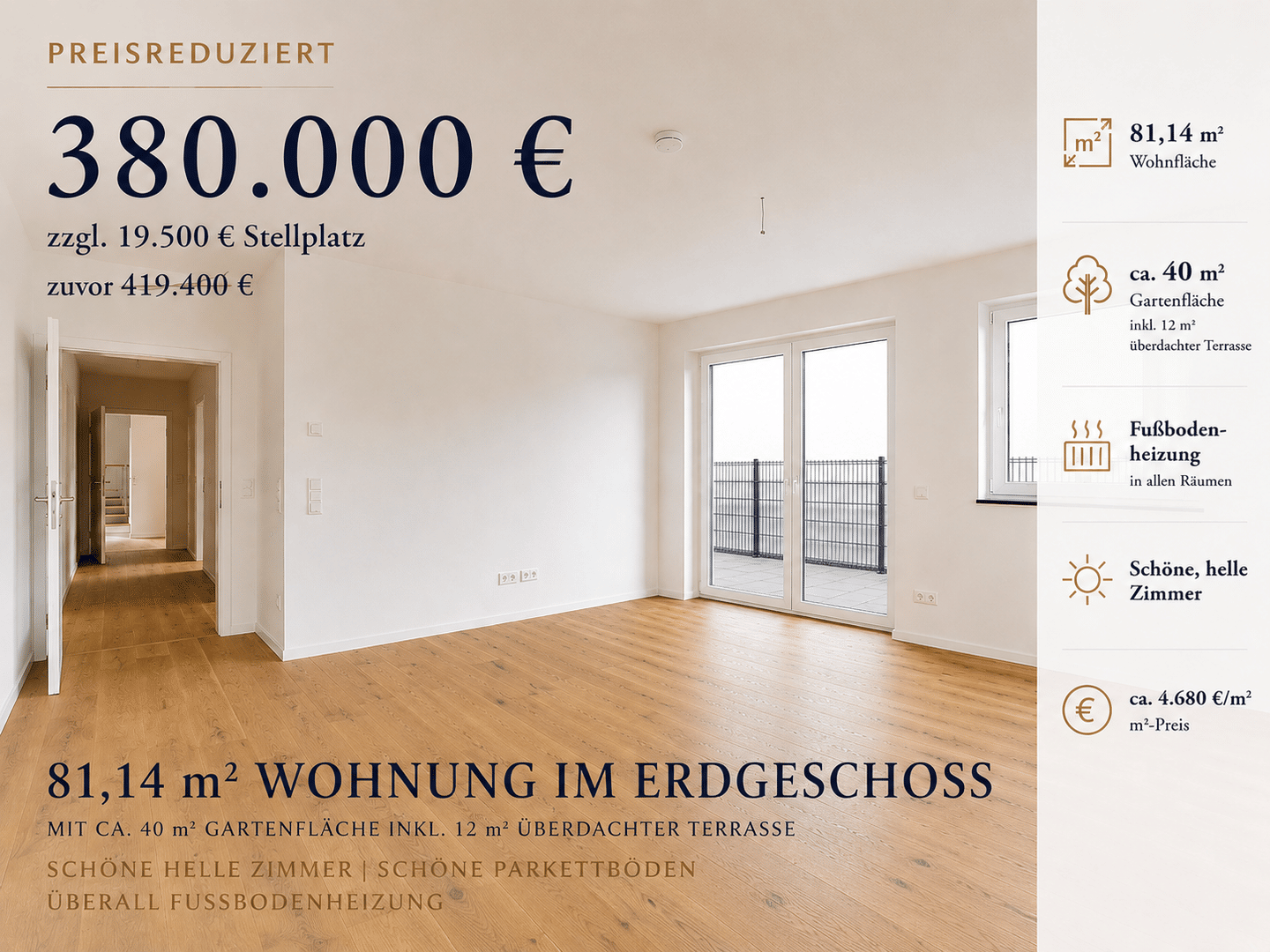 MODERNE 3-ZIMMER-ERDGESCHOSSWOHNUNG MIT EIGENEM GARTEN IN FÜRTH, 90765 Fürth