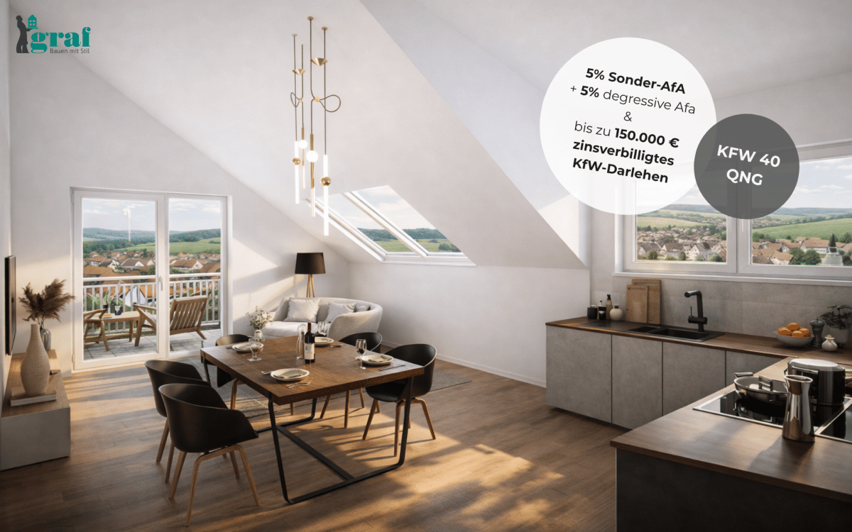 Erst vermieten, später einziehen – 3-Zi.-DG-Wohnung – KFW 40 QNG, 71272 Renningen