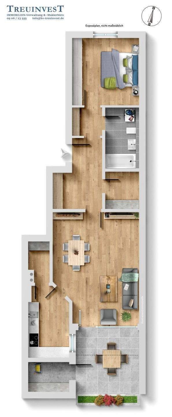2-Zimmer-Wohnung mit schöner Südterrasse, 86609 Donauwörth