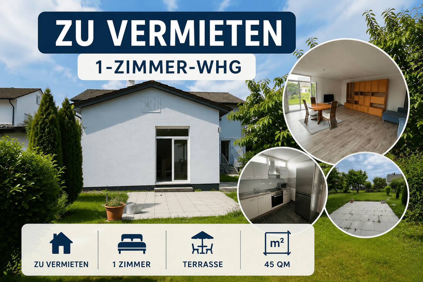 Zu vermieten: 1-Zimmer-Wohnung mit Terrasse, 75181 Pforzheim