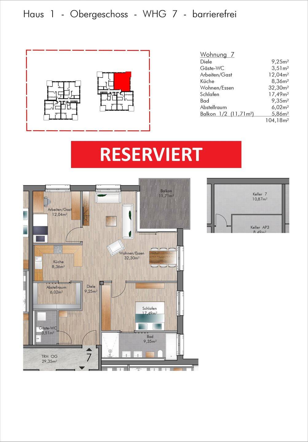 Nunkirchen – 3 Zimmer-Wohnung mit Balkon – Neubau, 66687 Wadern