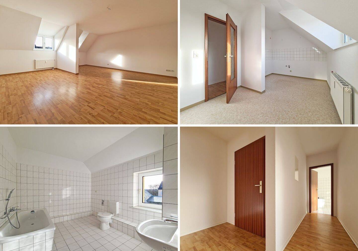 renovierte Dachgeschosswohnung mit großzügigen Wohnbereich, Tageslichtbad & Wohnküche