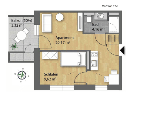 Studentenapartments, 93051 Regensburg (Galgenberg Großprüfening-Dechbetten-Königswiesen Kumpfmühl-Ziegetsdorf-Neuprüll)