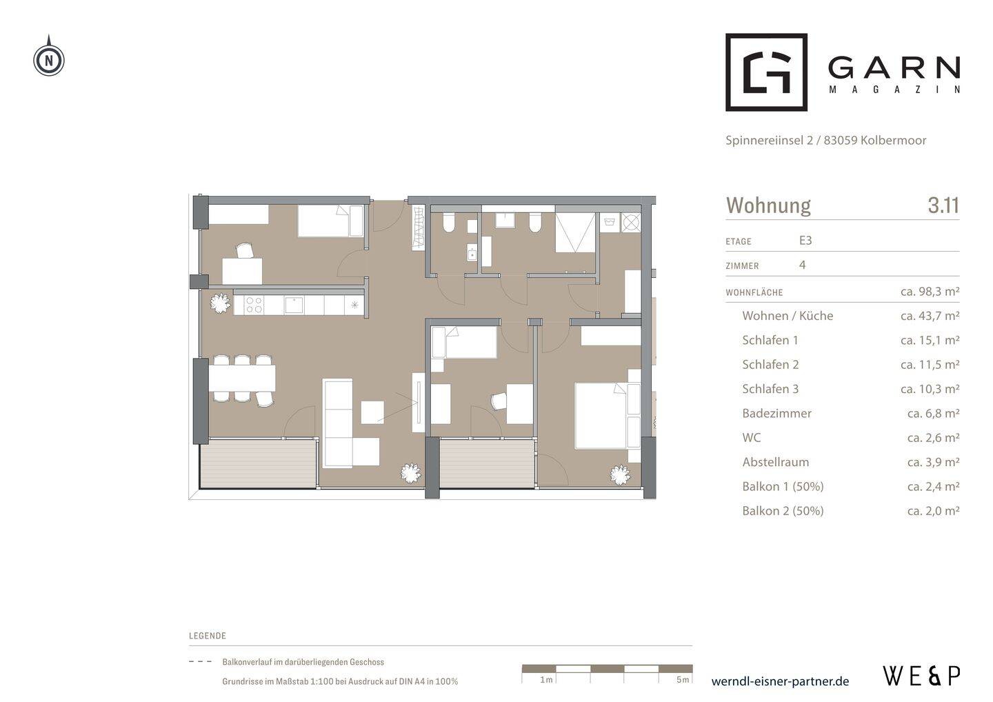 4-Zimmer-Neubauwohnung mit ca. 98 m², Südausrichtung und Bergblick über Kolbermoor, 83059 Kolbermoor