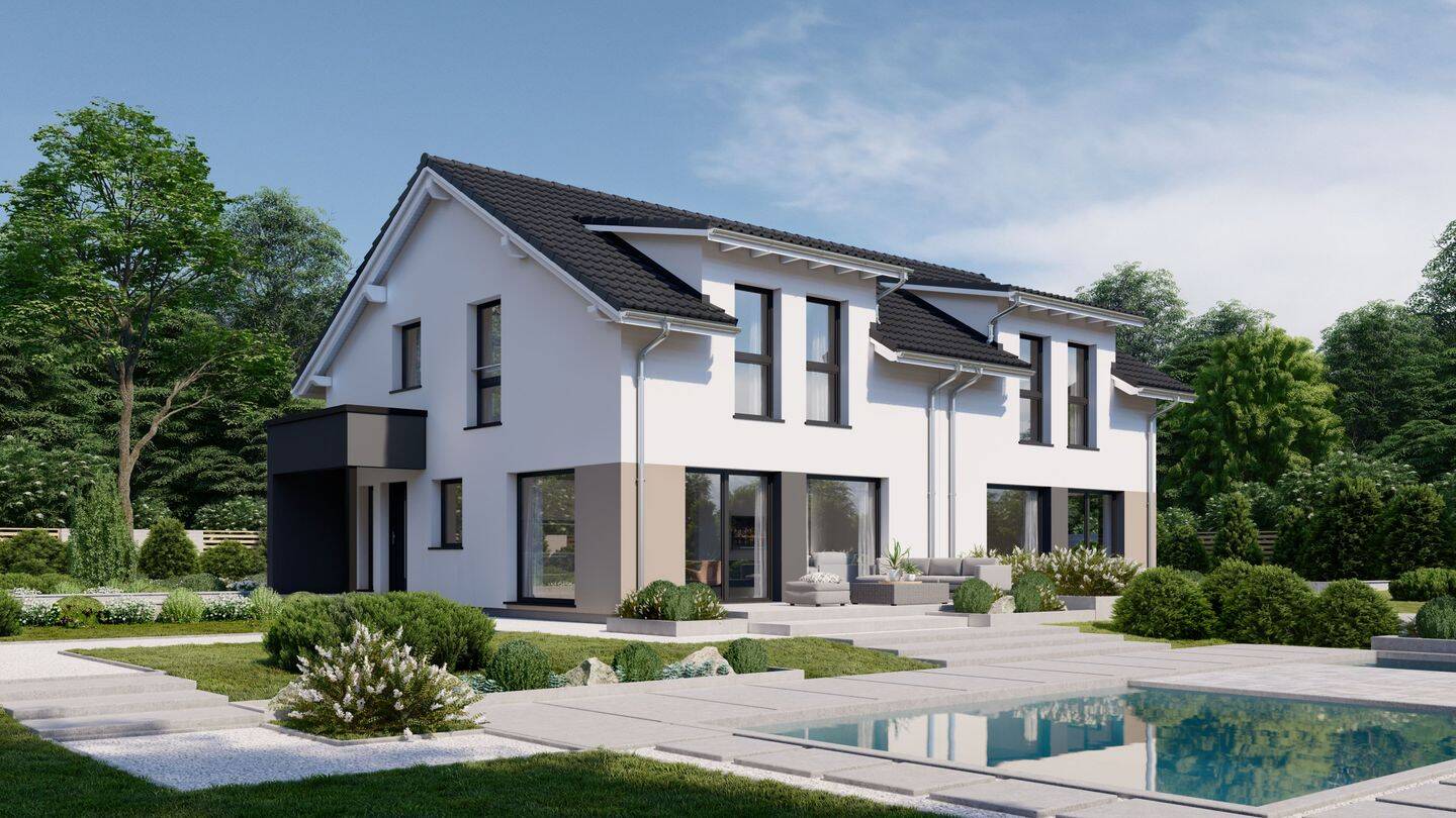 Provisionsfrei: projektierte und genehmigte Doppelhaushälfte Effizienzhaus 40 QNG in Aalen-Ebnat, 73433 Aalen