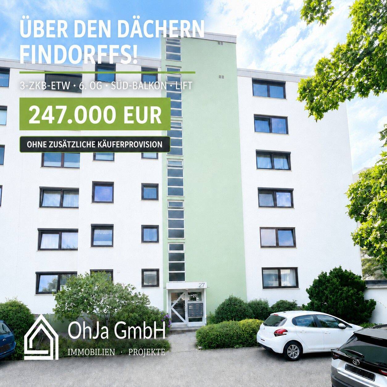 FINDORFF VON OBEN! 3 Zimmer, Süd-Balkon & Fahrstuhl – ohne zusätzliche Käuferprovision., 28215 Bremen (Bahnhofsvorstadt Findorff-Bürgerweide Regensburger Straße Weidedamm)