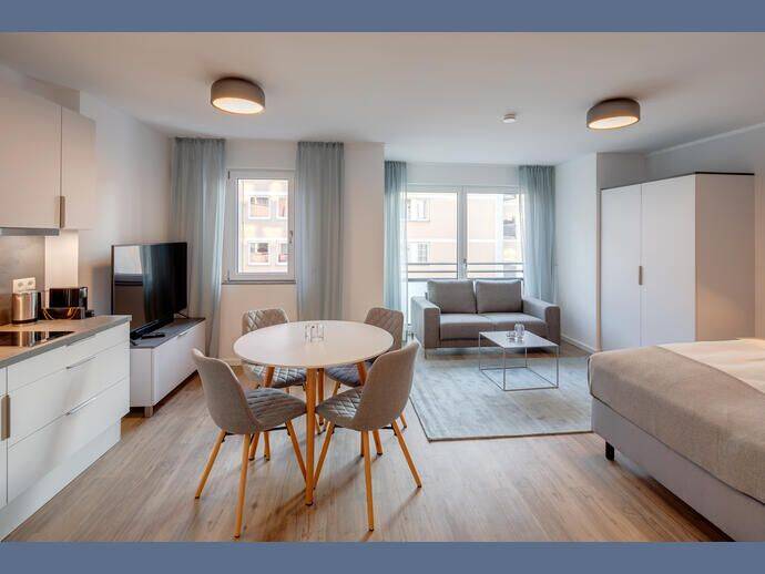 Möbliert: Stilvoll möbliertes Apartment, 80809 München (Milbertshofen-Am Hart Neuhausen-Nymphenburg Schwabing-West)