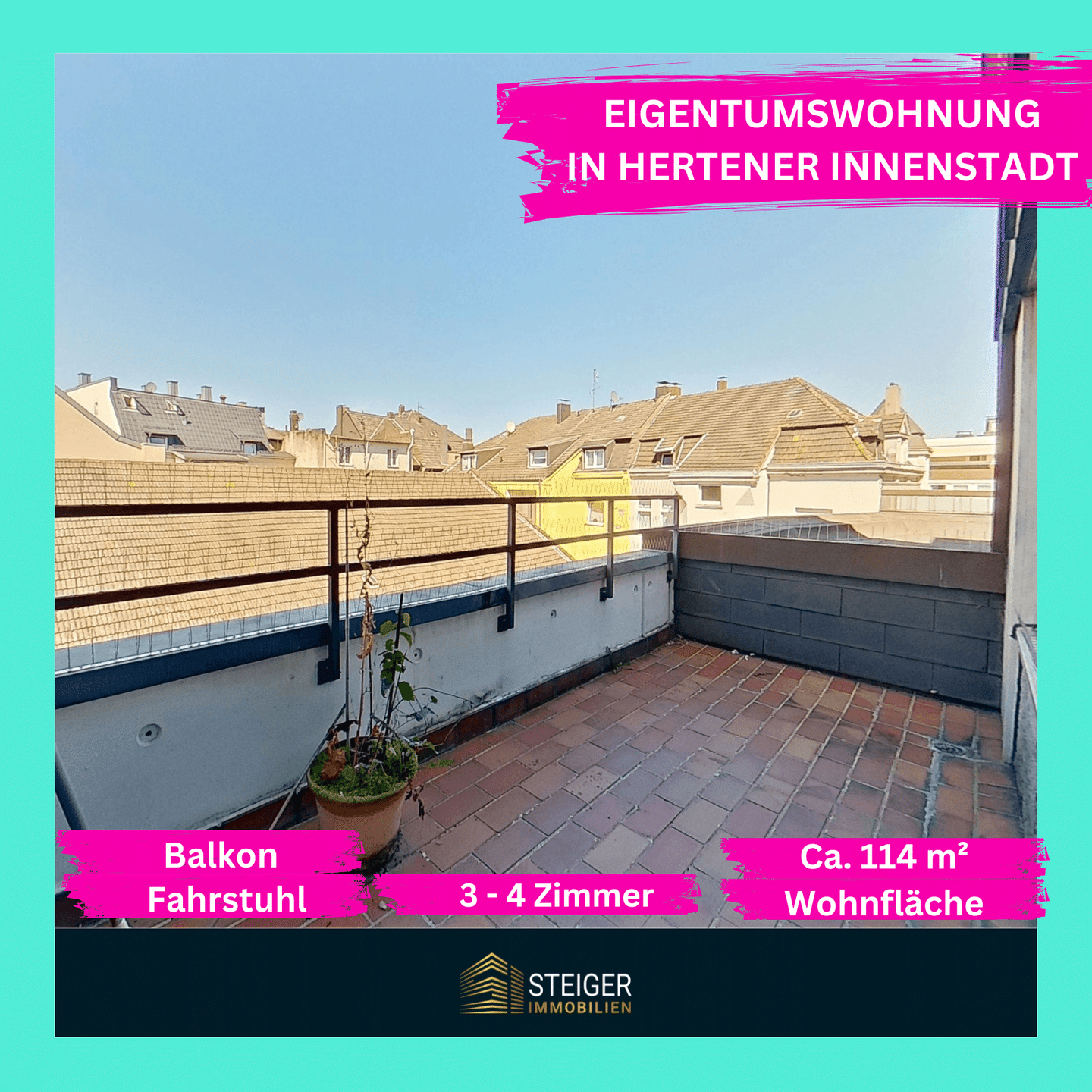 Gelegenheit direkt am Markplatz 3-4 Zimmer Wohnung 114 m² mit Balkon + Fahrstuhl, 45699 Herten